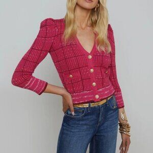 Women L'AGENCE Jenni V-neck Knit Long Sleeve Cardigan Top - Sold out everywhere!